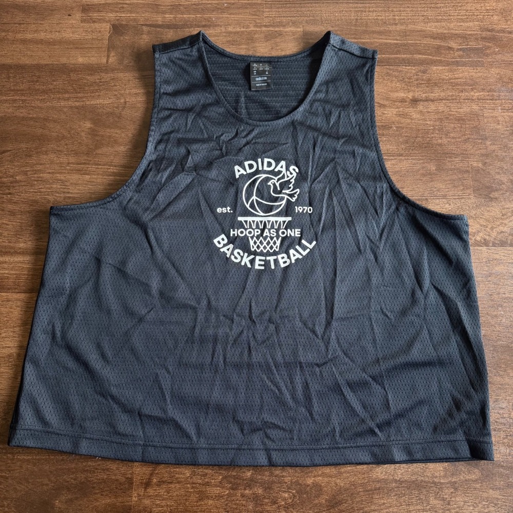 Adidas Basketball Hoop As One Mesh Tank Top Jersey Black Graphic Women L